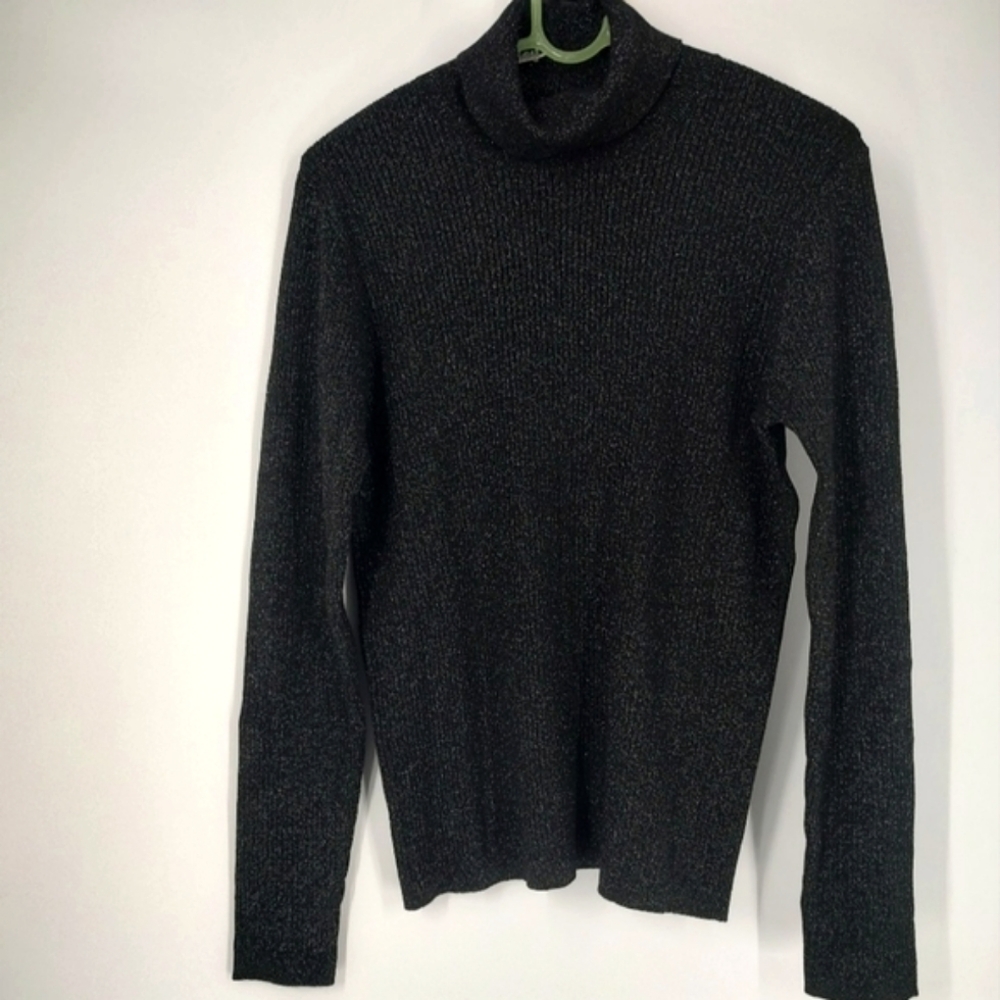Mason & Belle Women's Black Silver Turtleneck Sweater Size XL